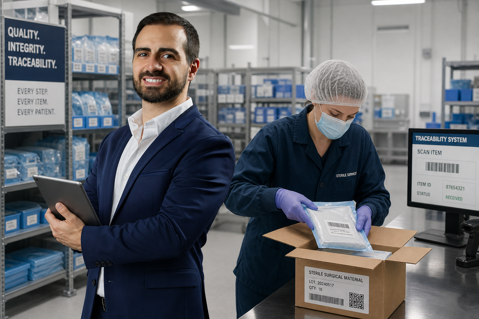 Separação e etiquetagem de materiais estéreis